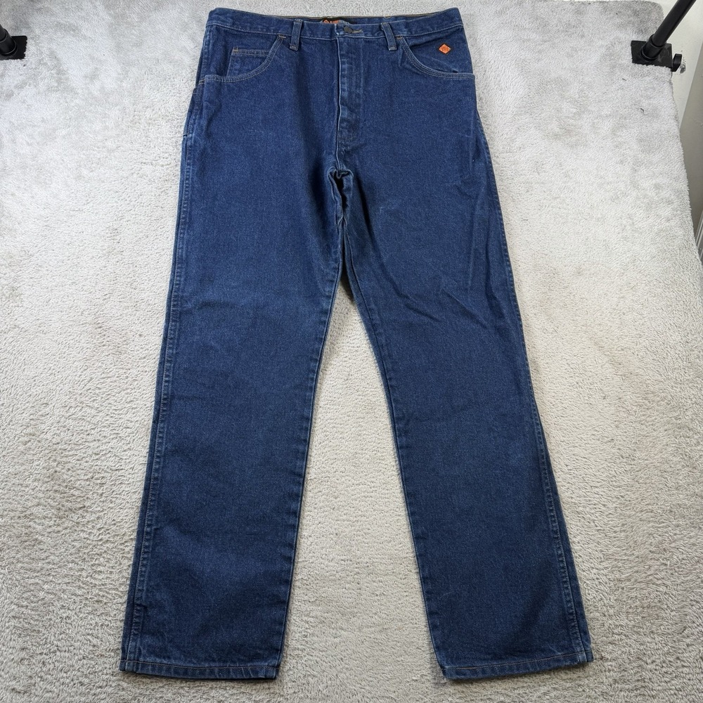 Wrangler FR Jeans Mens 35x32 Blue Denim Flame Resistant Relaxed Fit Work Pants